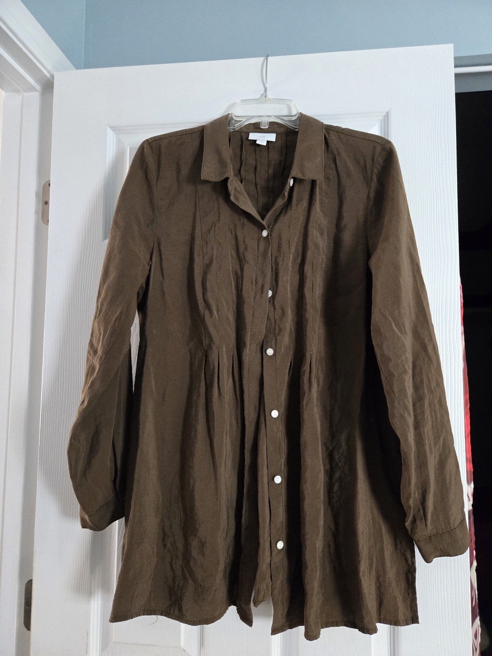 J. Jill Brown Long-Sleeve Button-Front Tunic Dress